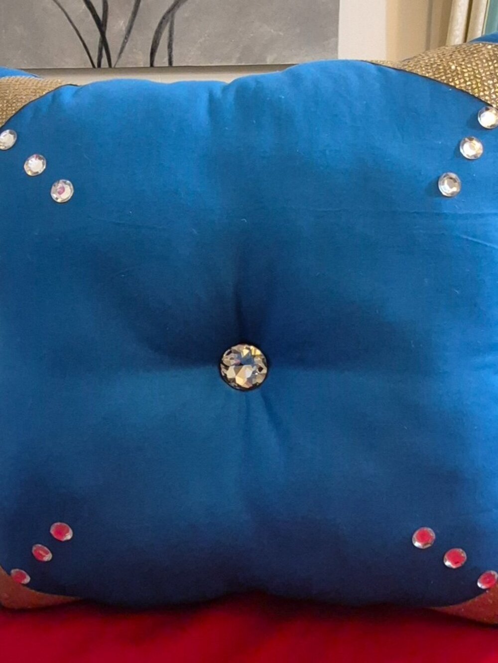 Handmade 16X16 Decorative Throw Pillow Blue.